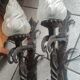 Pair of steel and glass torchieres circa 1950