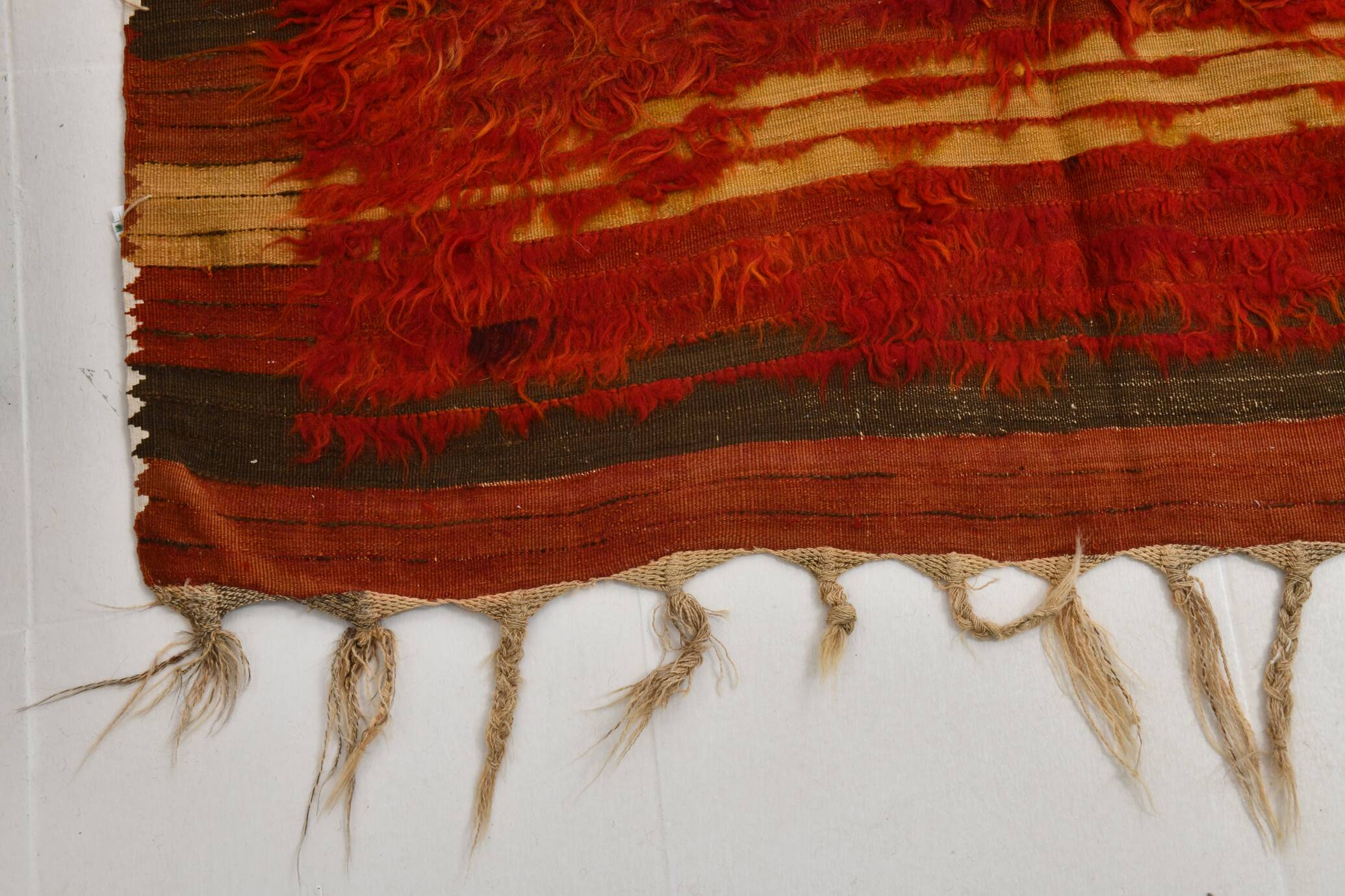 4x11 Red & Orange Handmade %100 Wool Moroccan Runner Rug, 128x346Cm