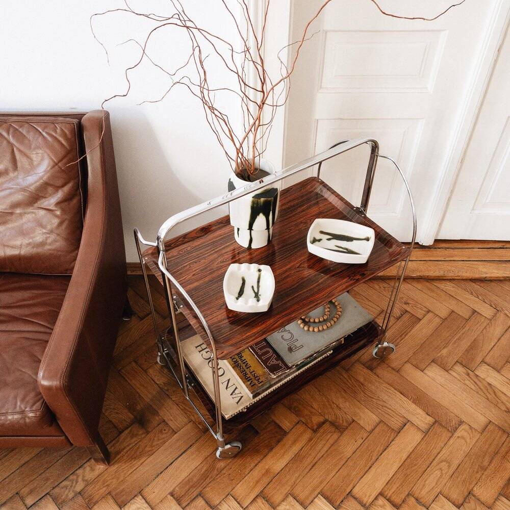 Mid-century modern German bar cart or trolley, 1970s