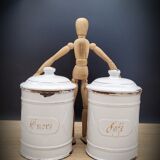 Duo pots kitchen enamelled sugar coffee