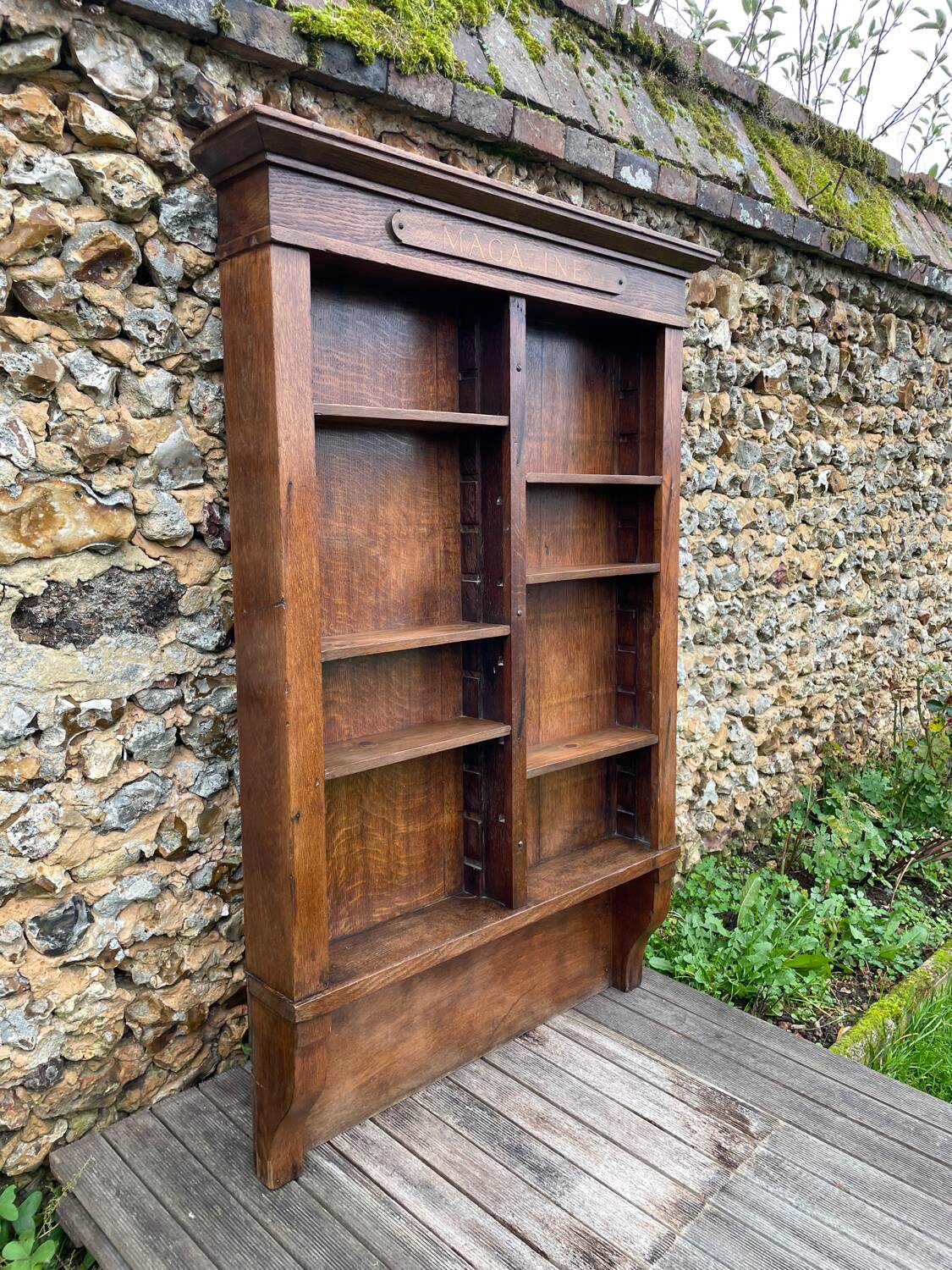 Antique oak wall shelf