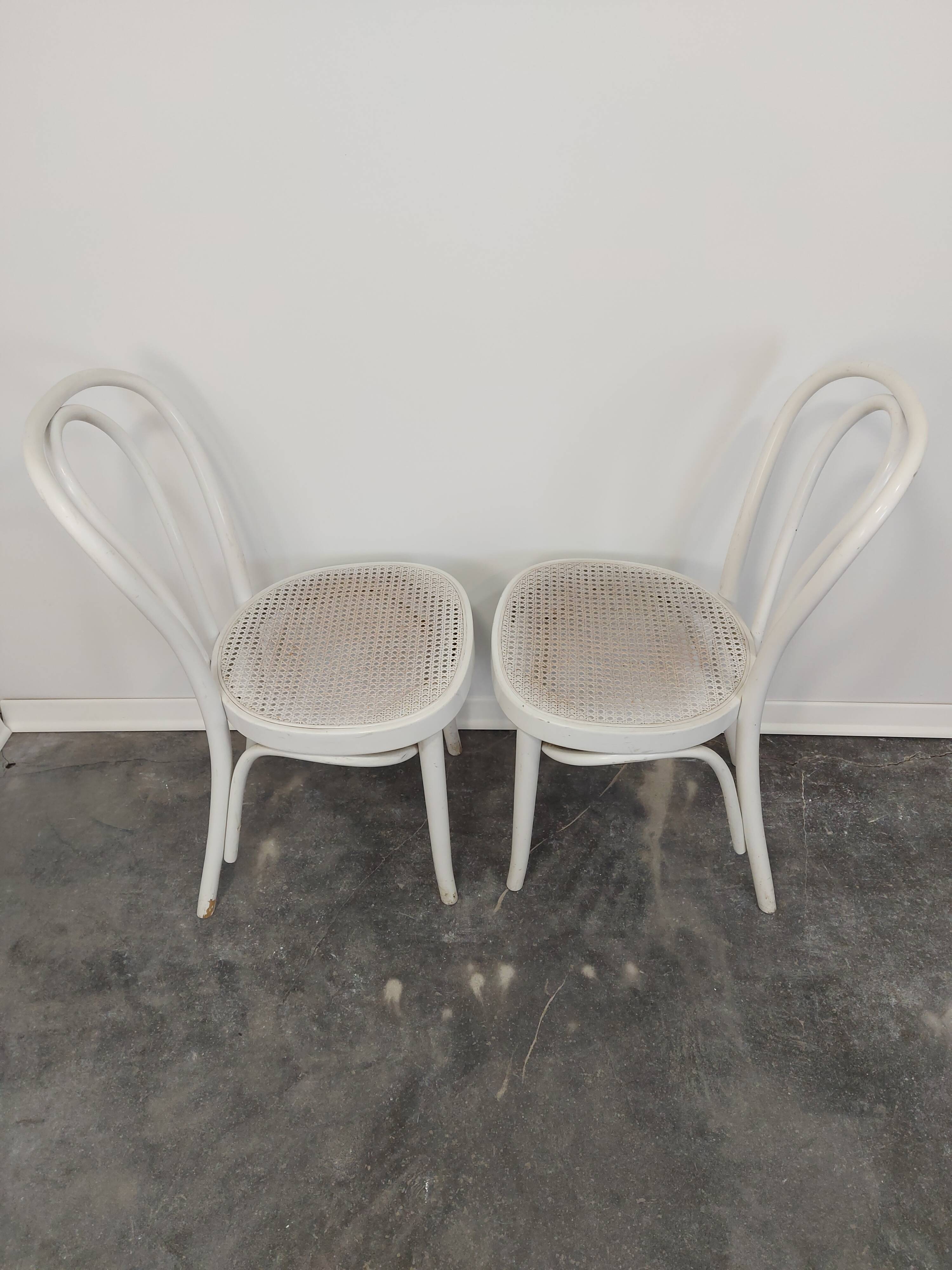 Chaise de salle à manger, canne en bois courbé, n°18, années 1970