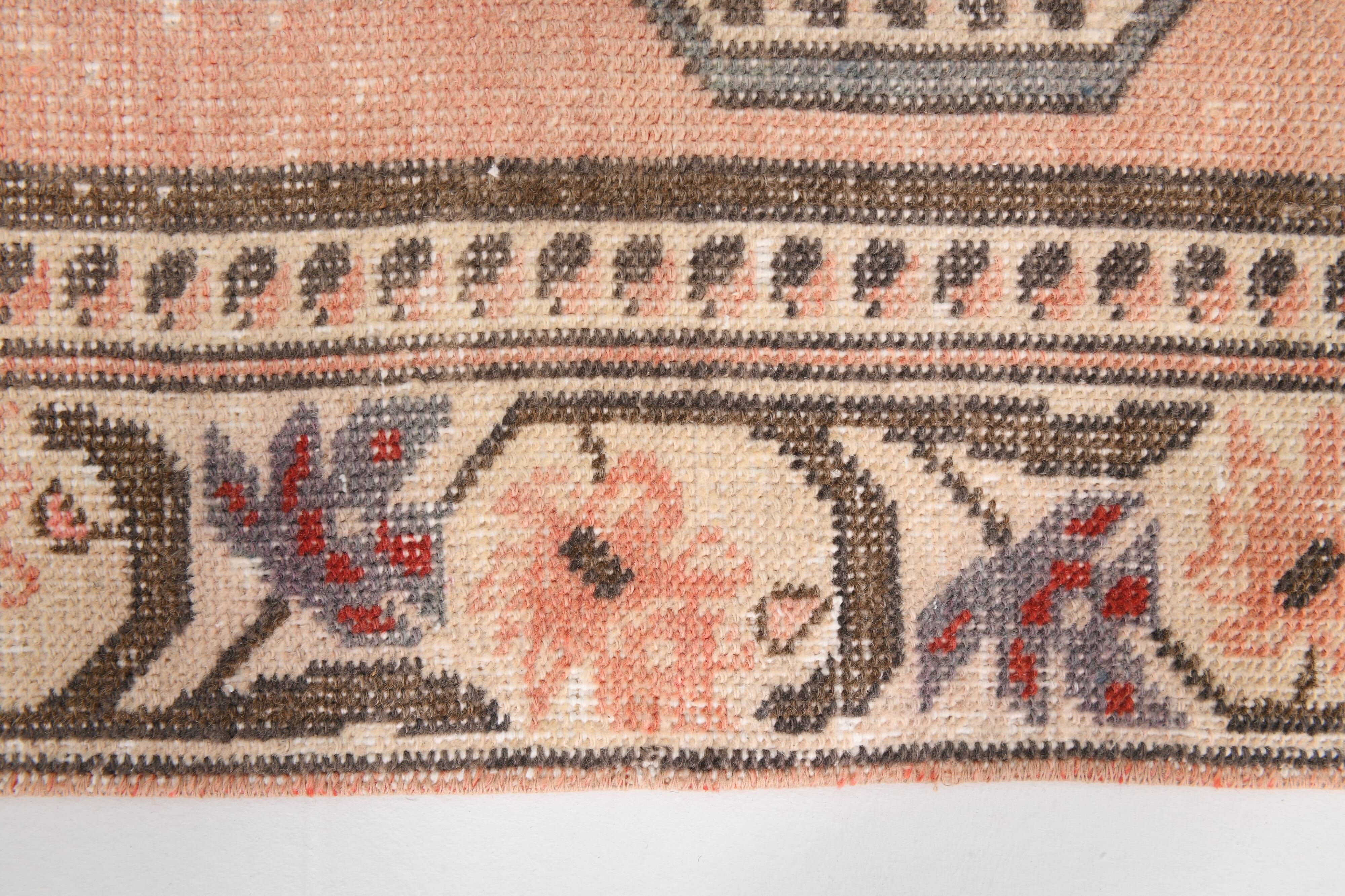 4x7 Salmon & Brown Geometric Oriental Vintage Rug, 139x227Cm