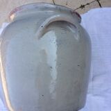 Large beige glazed stoneware pot, two ears.
