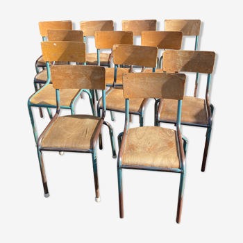 Set of 12 school chairs "Delagrave" school