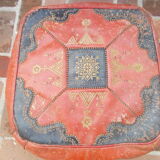 Red and black moroccan pouf