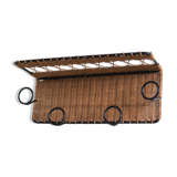 Coat rack 4 hooks in vintage rattan