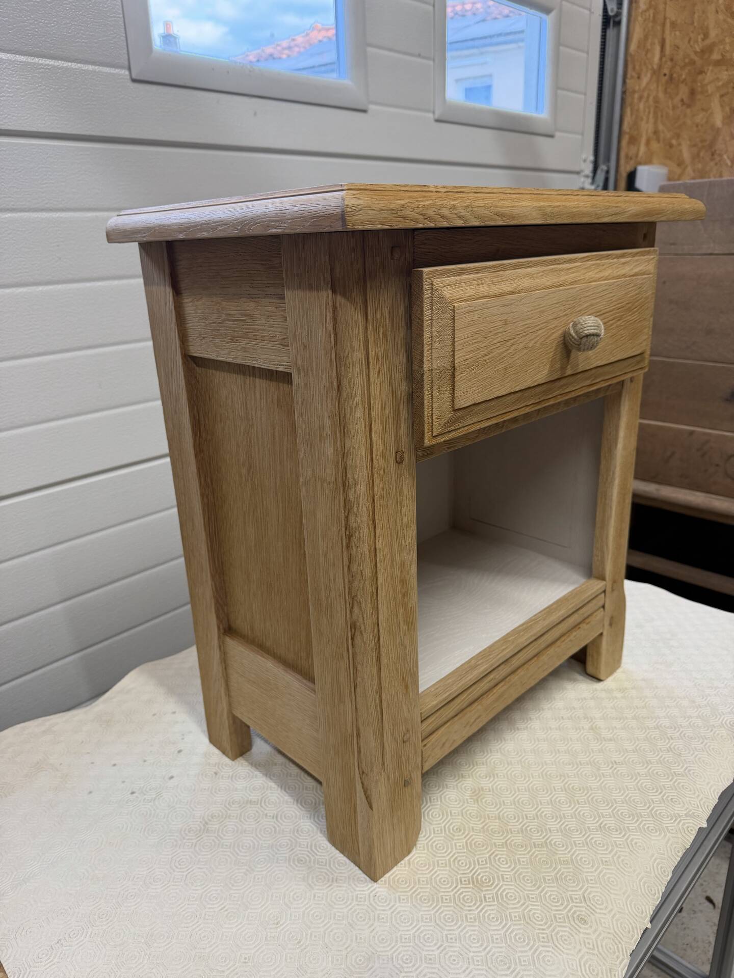 Solid oak bedside table