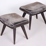 Pair of Art Deco Beech Stools, Original Preserved Condition, Czech, 1920s