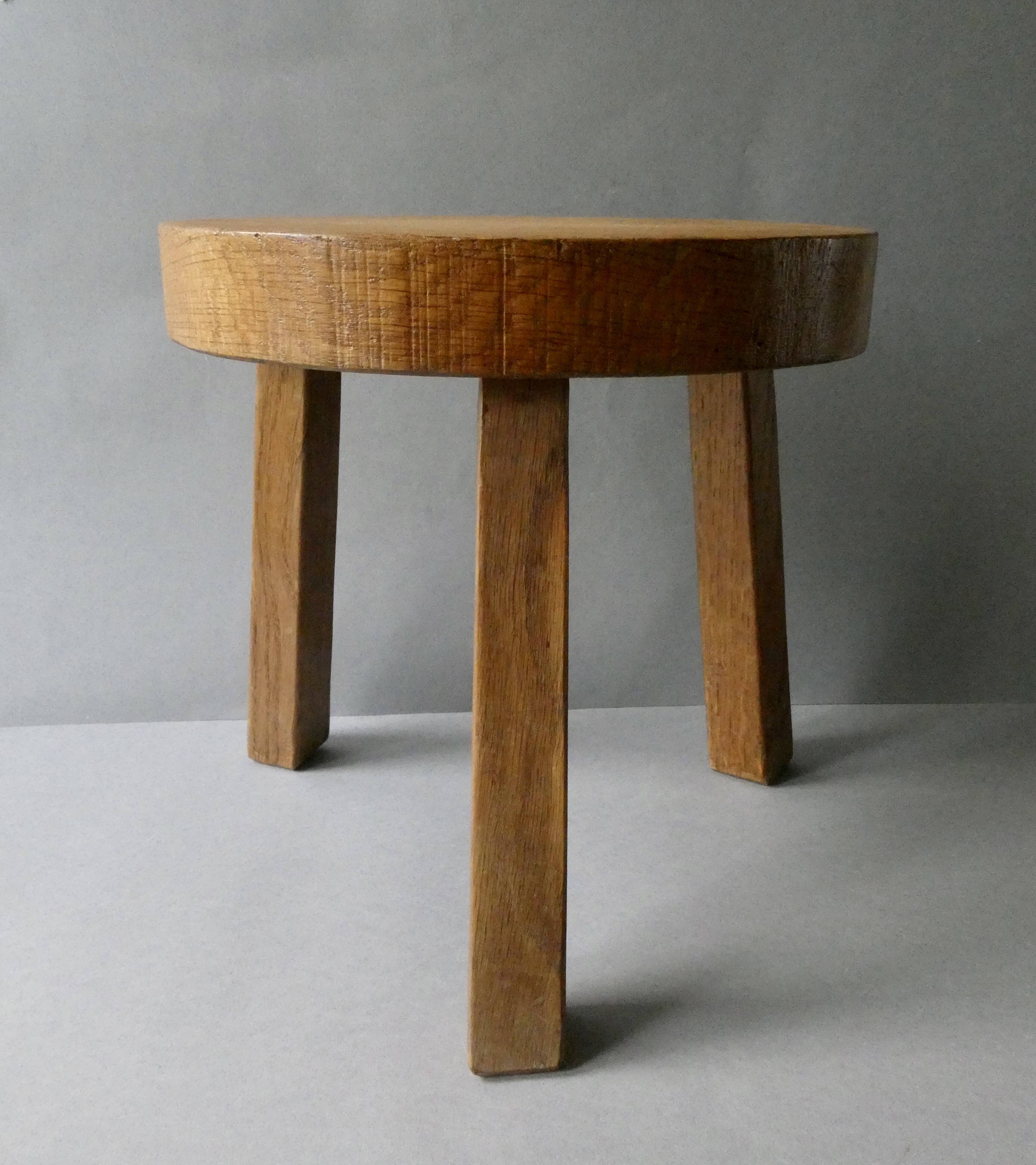 Solid oak tripod stool, circa 1970