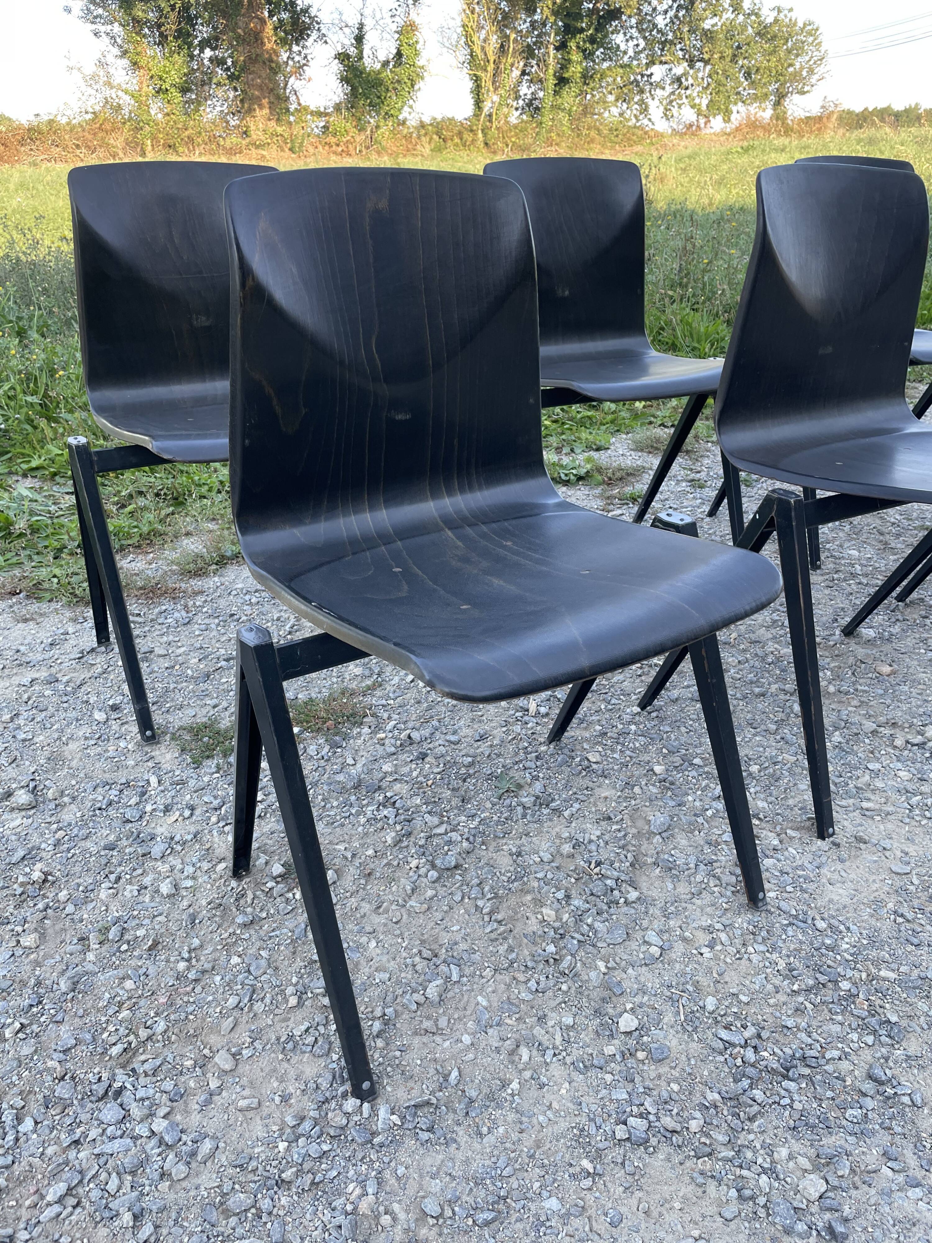 Set of 6 chairs Galvanitas S22 ebony year 60