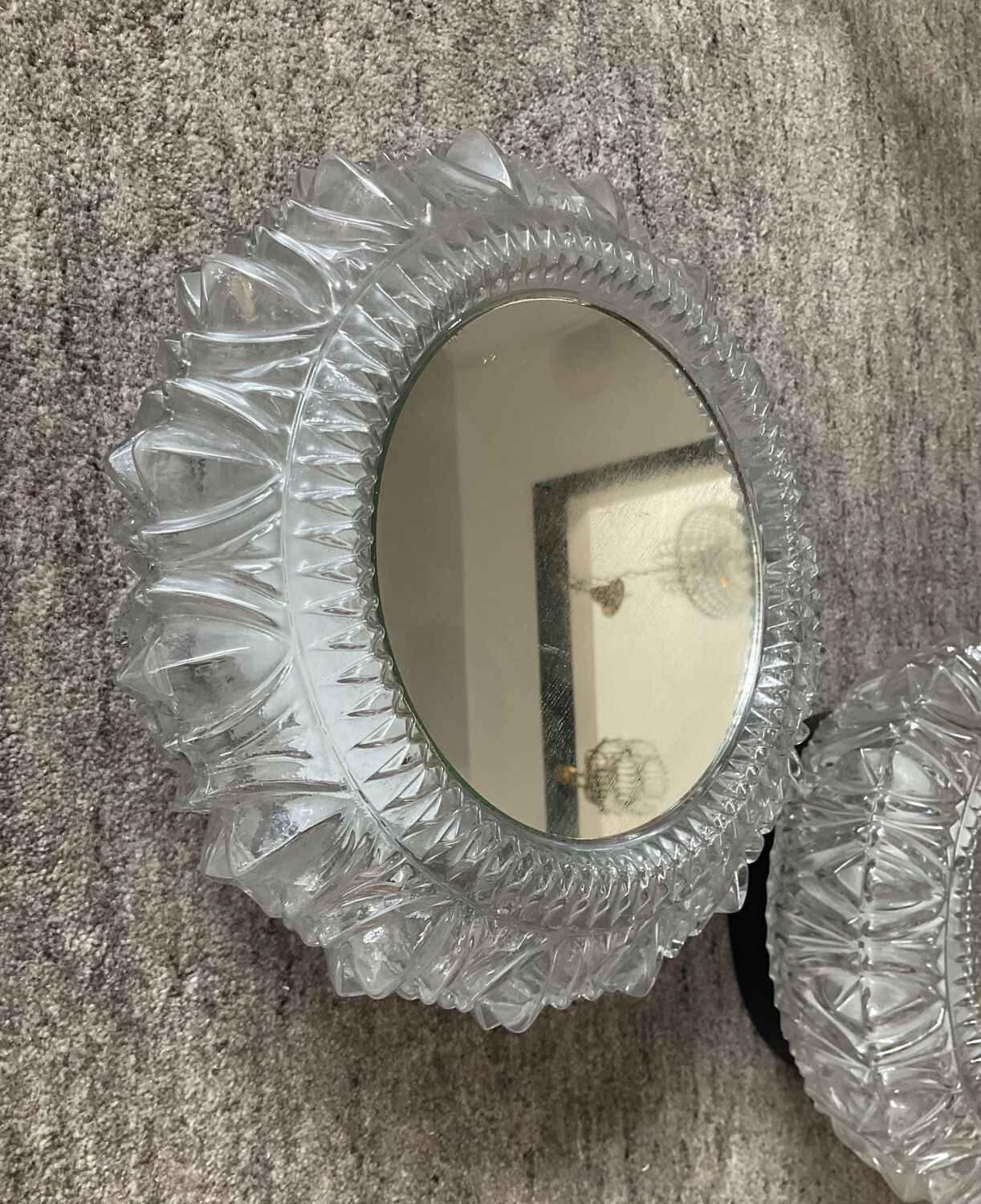 Pair of vintage sconces in molded glass 70s