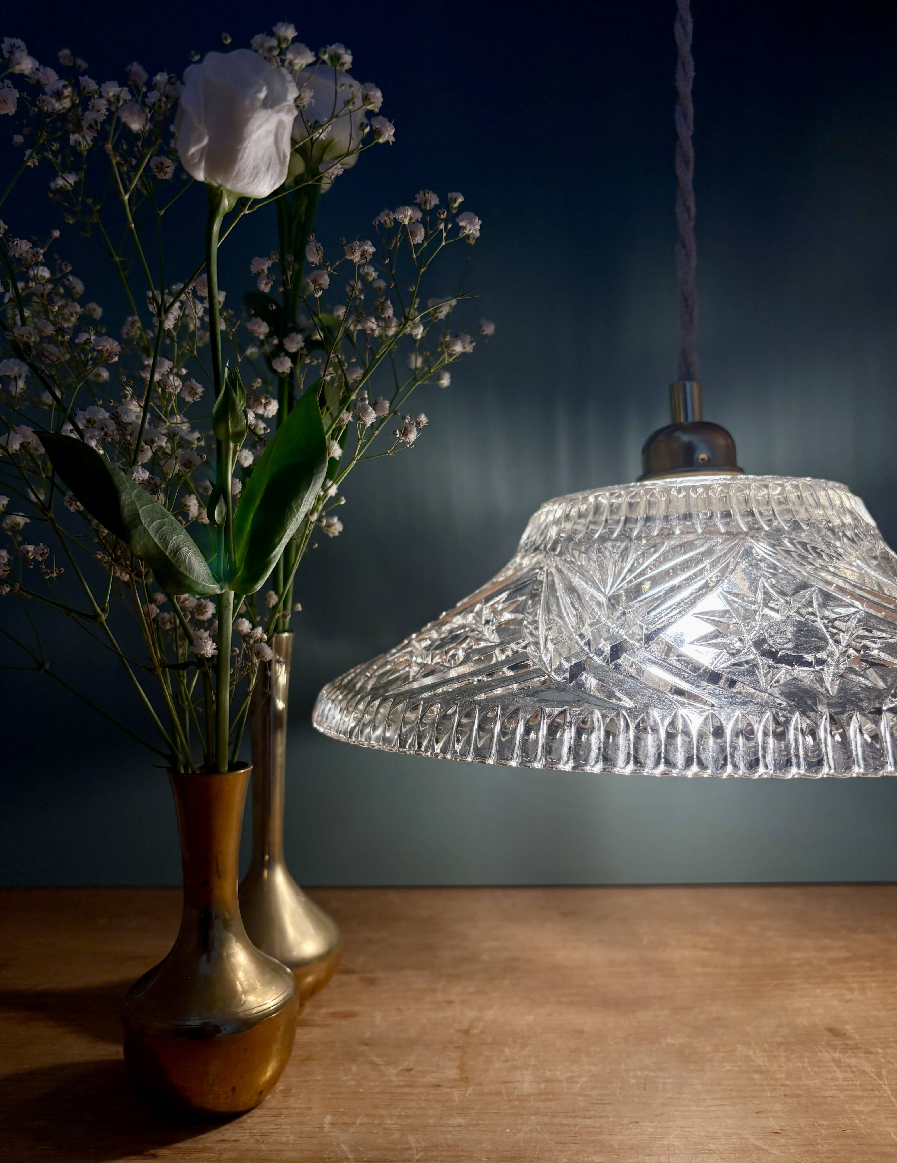 Vintage glass pendant light - tableware collection -