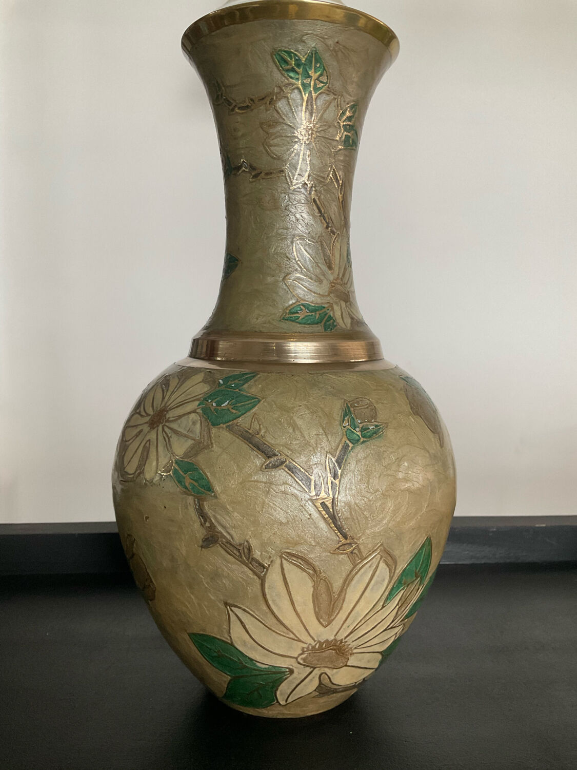 Vintage vase in solid bronze and cloisonné enamel