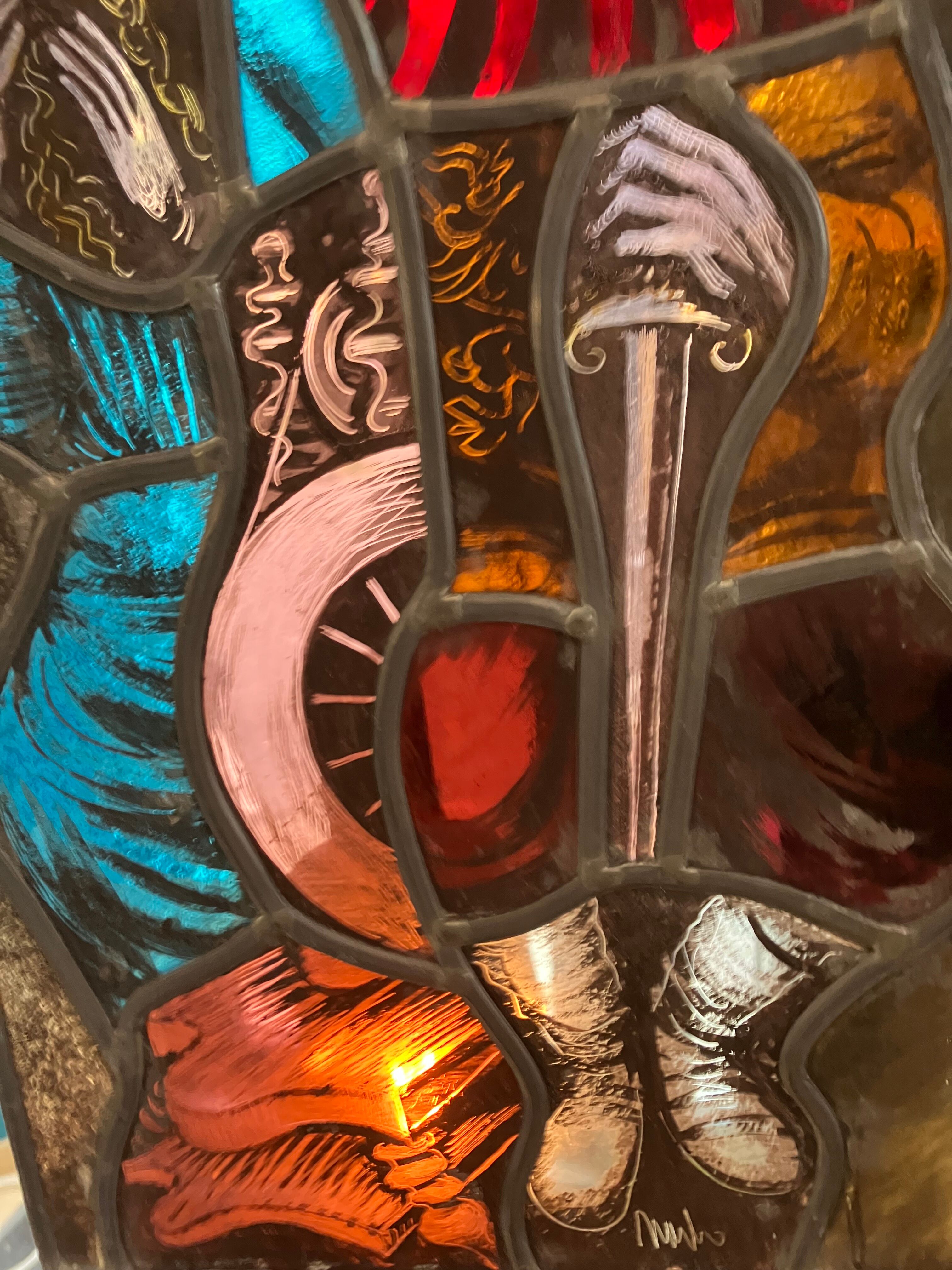 Stained hanging glass polychrome