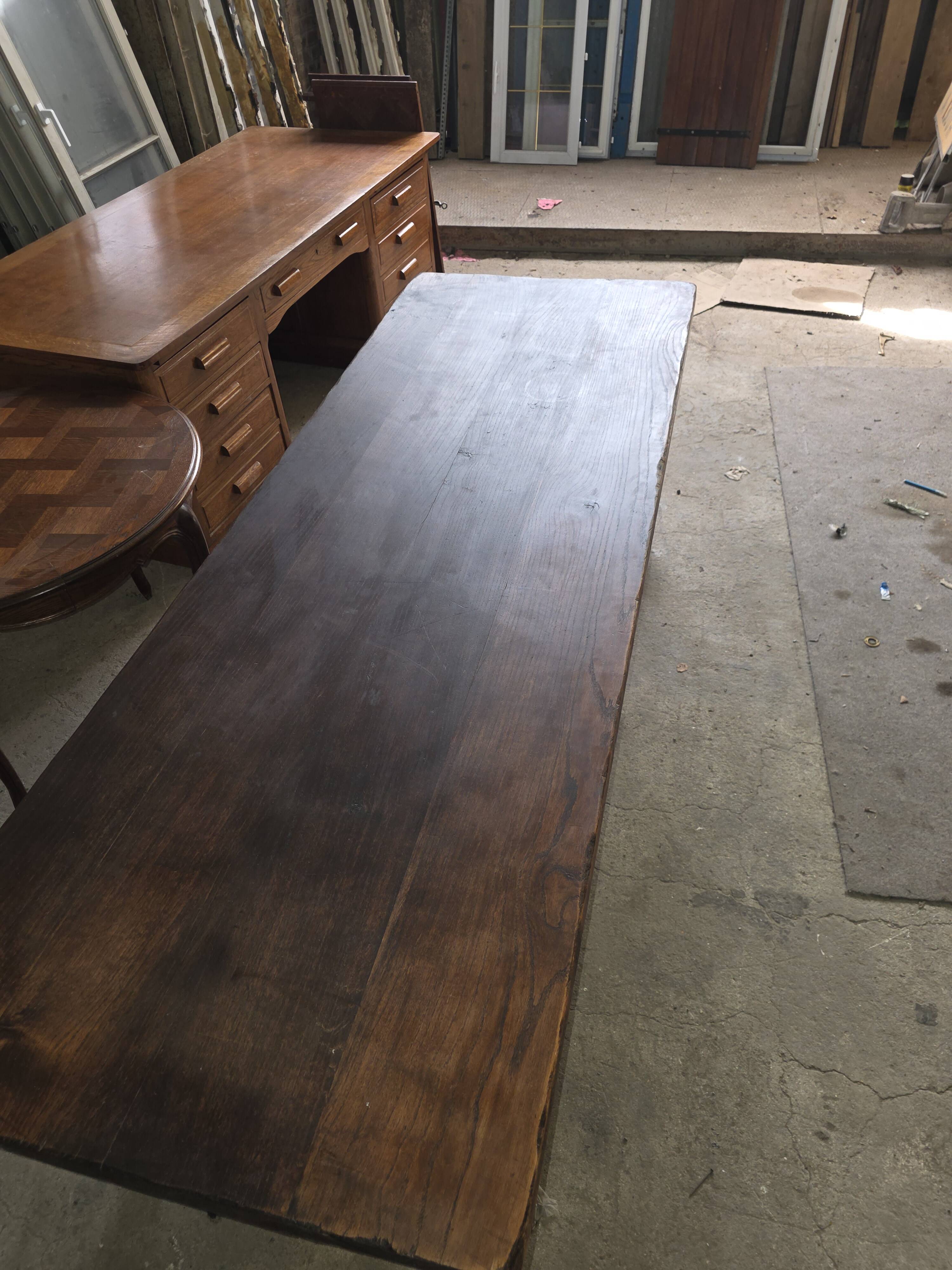 Table de ferme en chêne massif,  250 × 87cm