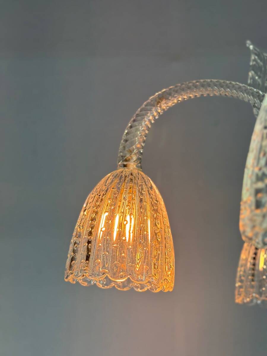 Venetian Chandelier by Barovier in Colorless Murano Glass, Circa 1940