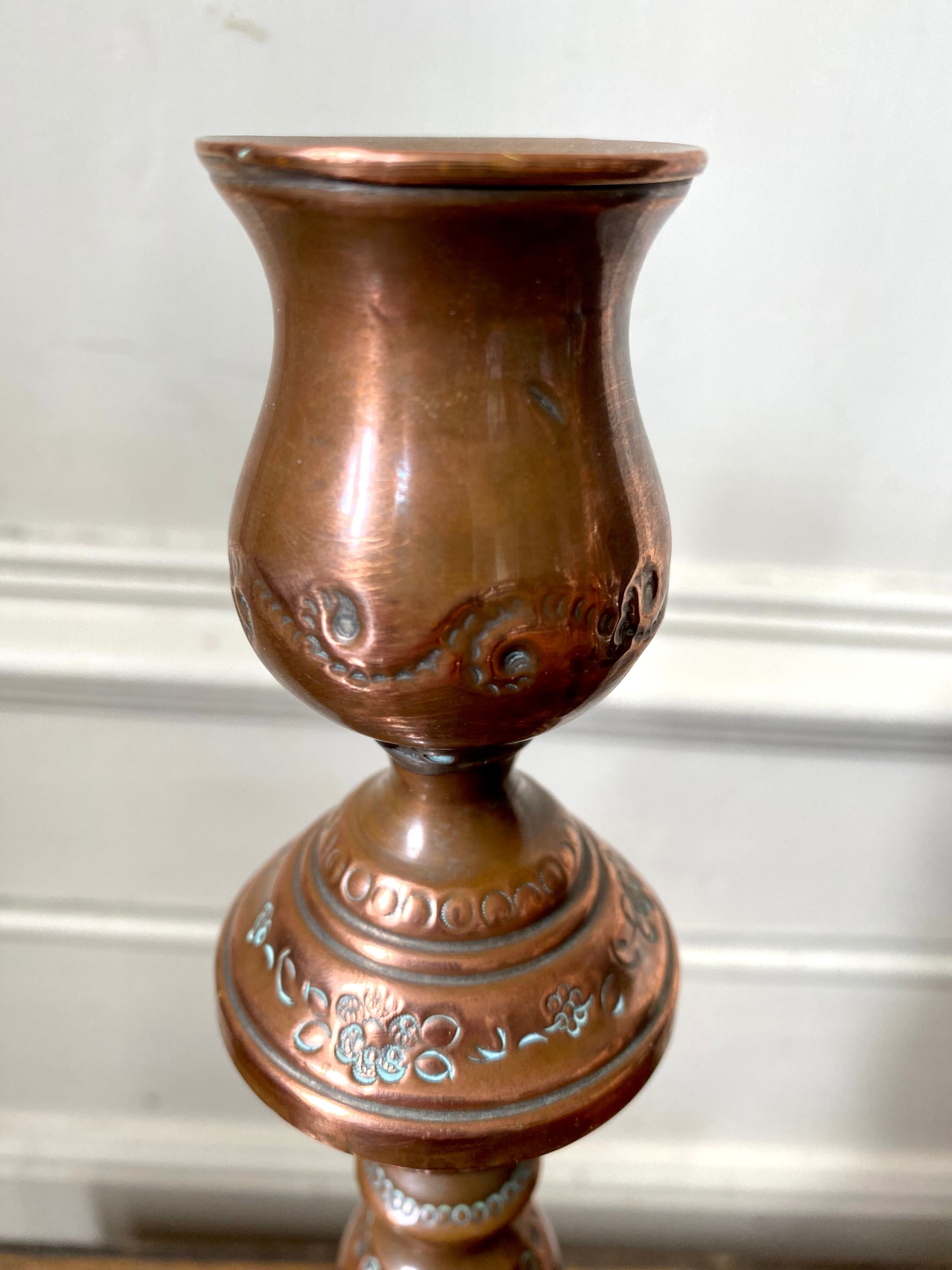 Old copper candle holder