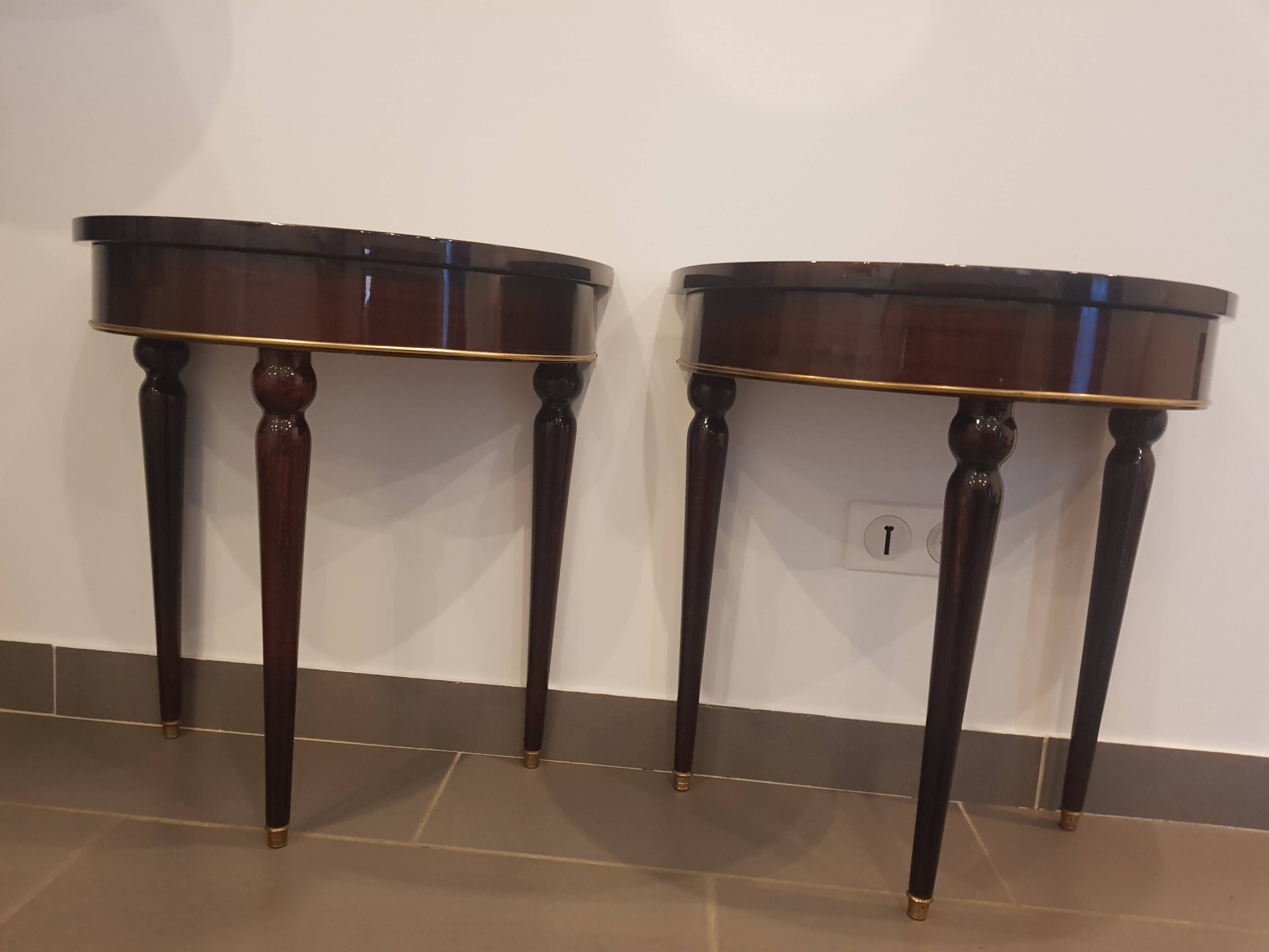 Pair of half-moon bedside tables 60 years