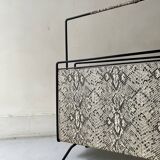 porte revue design 1970 en métal et cuir python