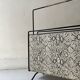1970s design magazine rack in metal and python leather