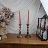 Pair of Louis XV Style Bronze Candlesticks, Late 19th Century