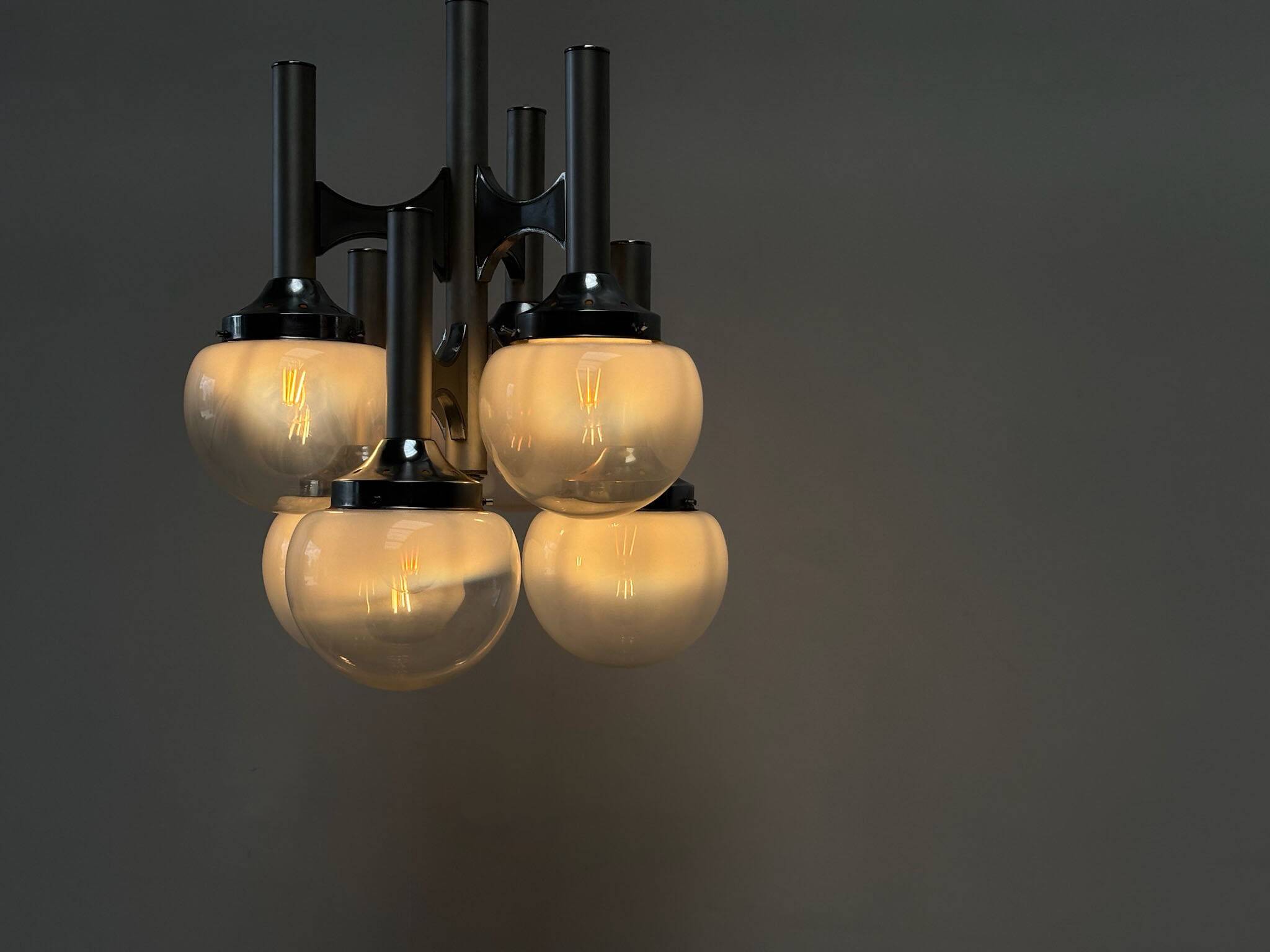 Sciolari chrome "Trumpet" chandelier