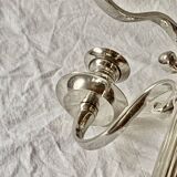 Antique large five-armed chrome-plated steel candlestick - 76cm