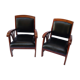 Paire de fauteuils style colonial bois et cuir de chèvre