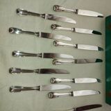 12 Silver Metal Ercuis Table Knives Box