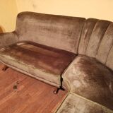 Very rare Teddy sofa from angle Berga Mobler khaki green velvet