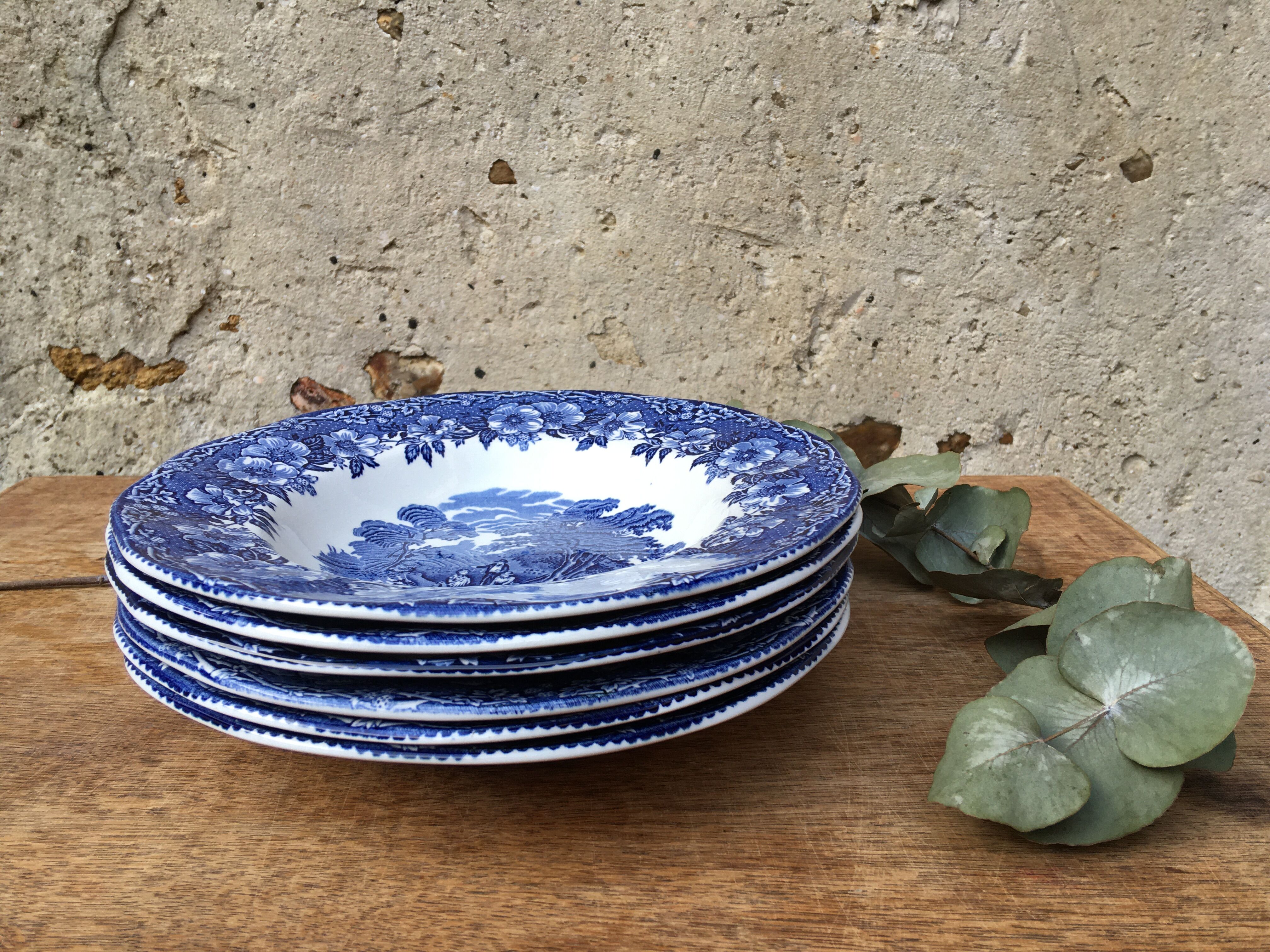 Service 6 hollow plates Enoch Wedgwood model Woodland