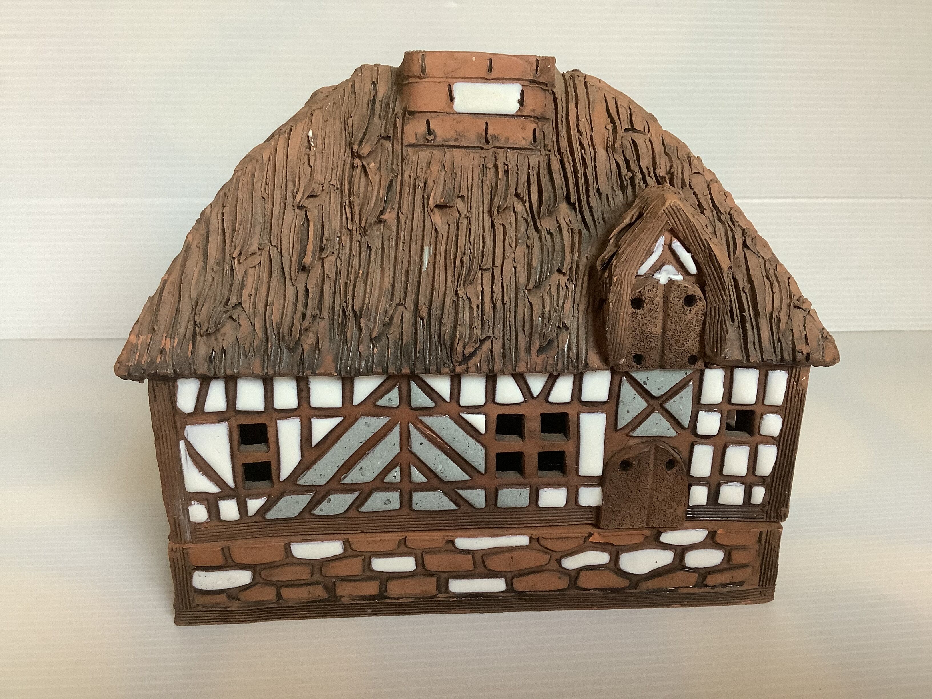 Homemade glazed terracotta candle box