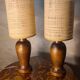 pair of Scandinavian wooden lamps with straw lampshade 41x15