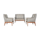 Vintage Ash Sofa & Chairs Set, 1930s, Set of 3