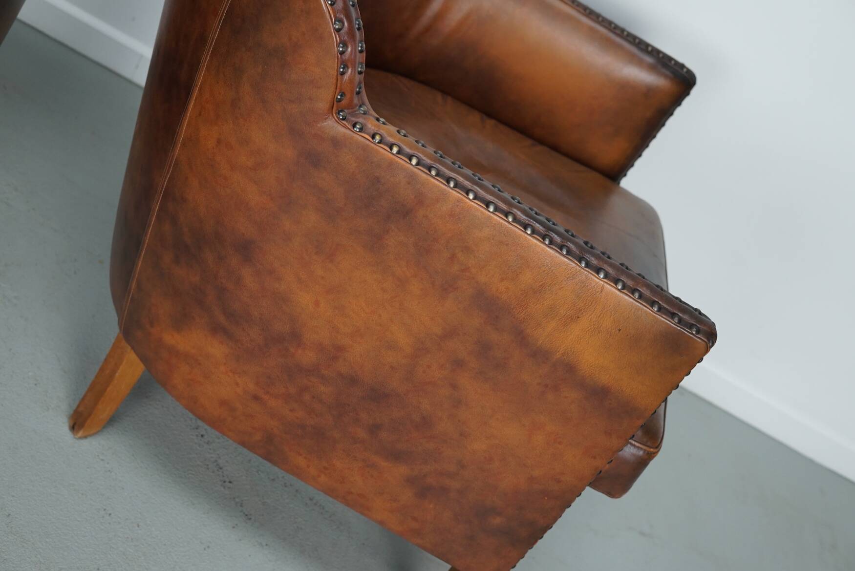 Vintage Dutch Cognac-Coloured Leather Club Chair, Lot of 2