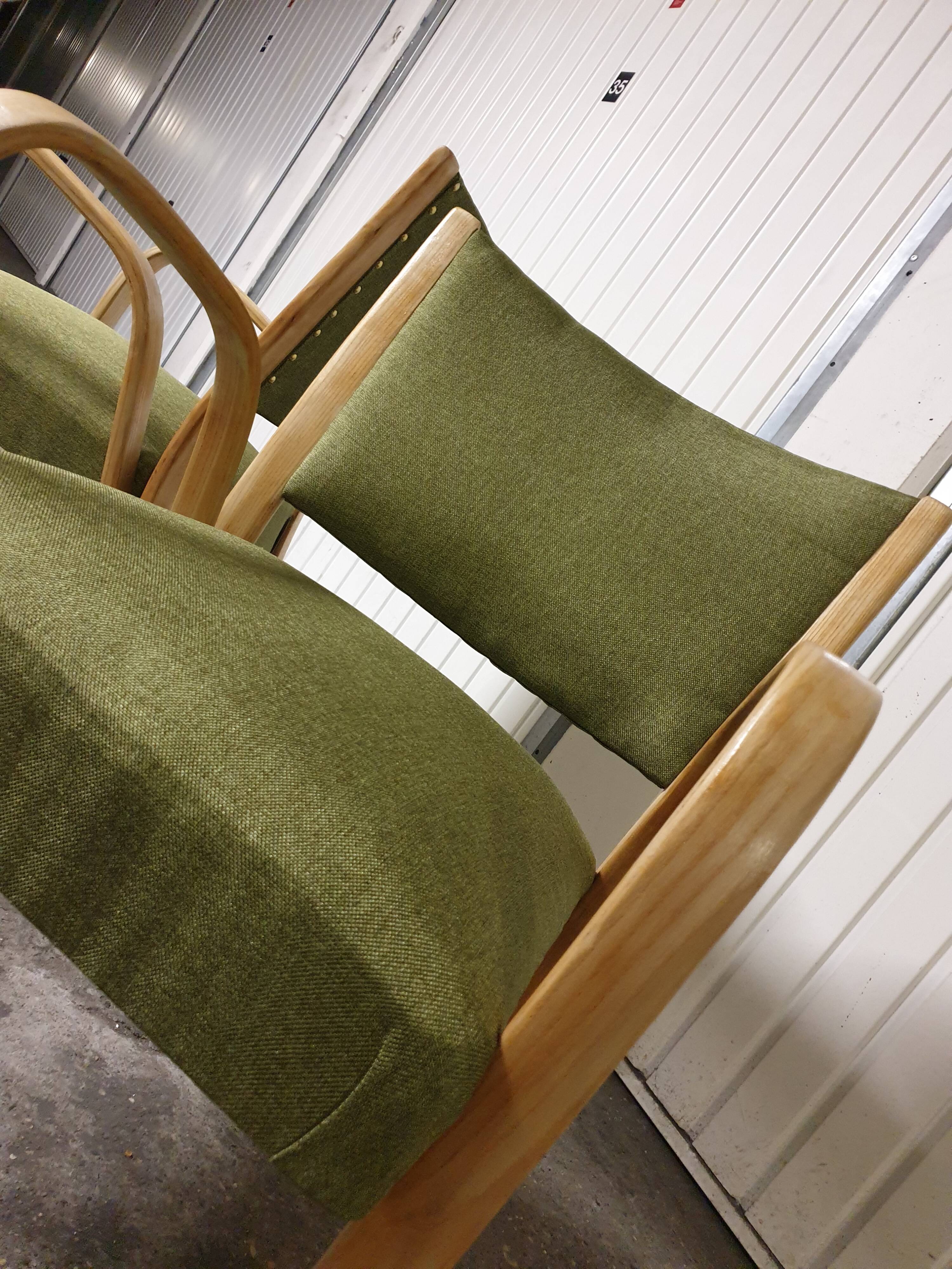 Pair of Bow Wood Steiner Mid-Century Armchairs