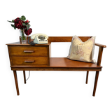 Mid Century Retro Vintage Teak Telephone Seat 1960