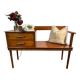 Mid Century Retro Vintage Teak Telephone Seat 1960