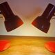 Paire de lampes de table rouges Midcentury Napako, années 1970