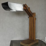 Lampe de table en bois grue rétro vintage