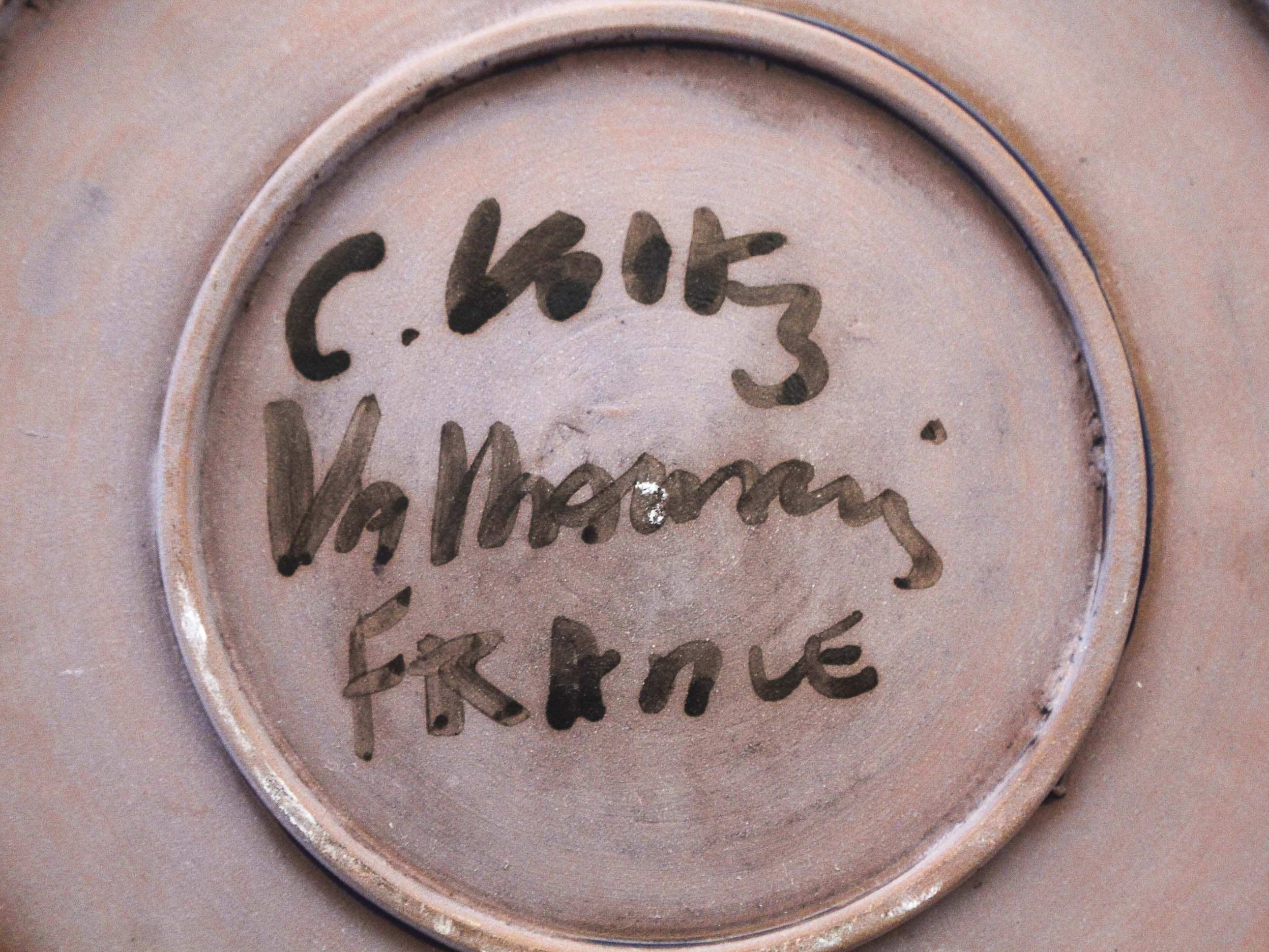 Blue ceramic dish Charles Voltz Vallauris