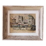 Vintage French watercolour of the Moulin Rouge, in Paris, signed Ch. Vogel, from 1948