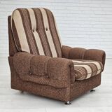 Fauteuil relax danois, revêtement en laine d'origine, années 70