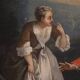 Antique French painting of children playing from the 18th century