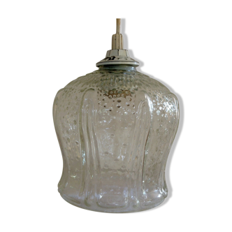 Suspension Tulip glass to relief transparent vintage