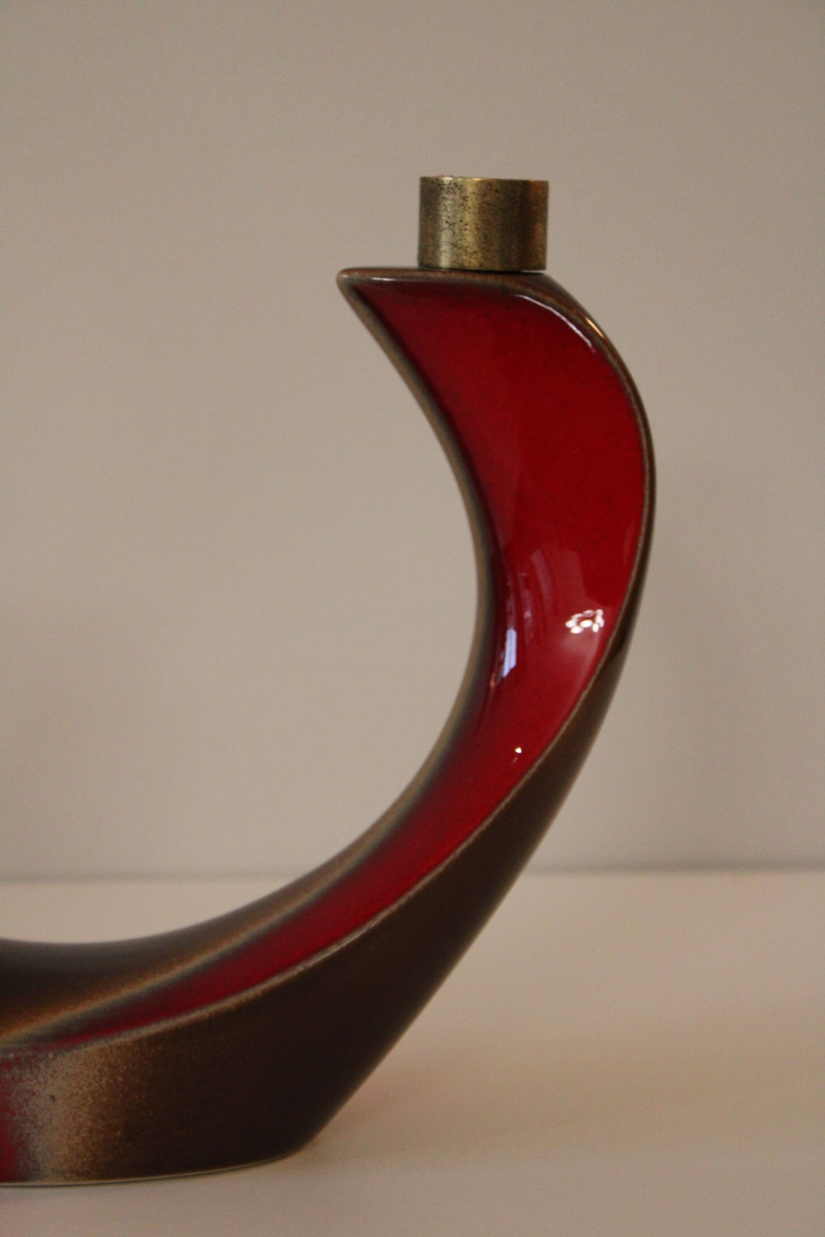 Sublime red Verceram Vintage candlestick
