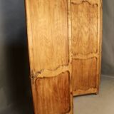Large cherry wood folding screen with four double-sided panels.