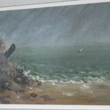Sailboat in the rain - Small framed marine.
