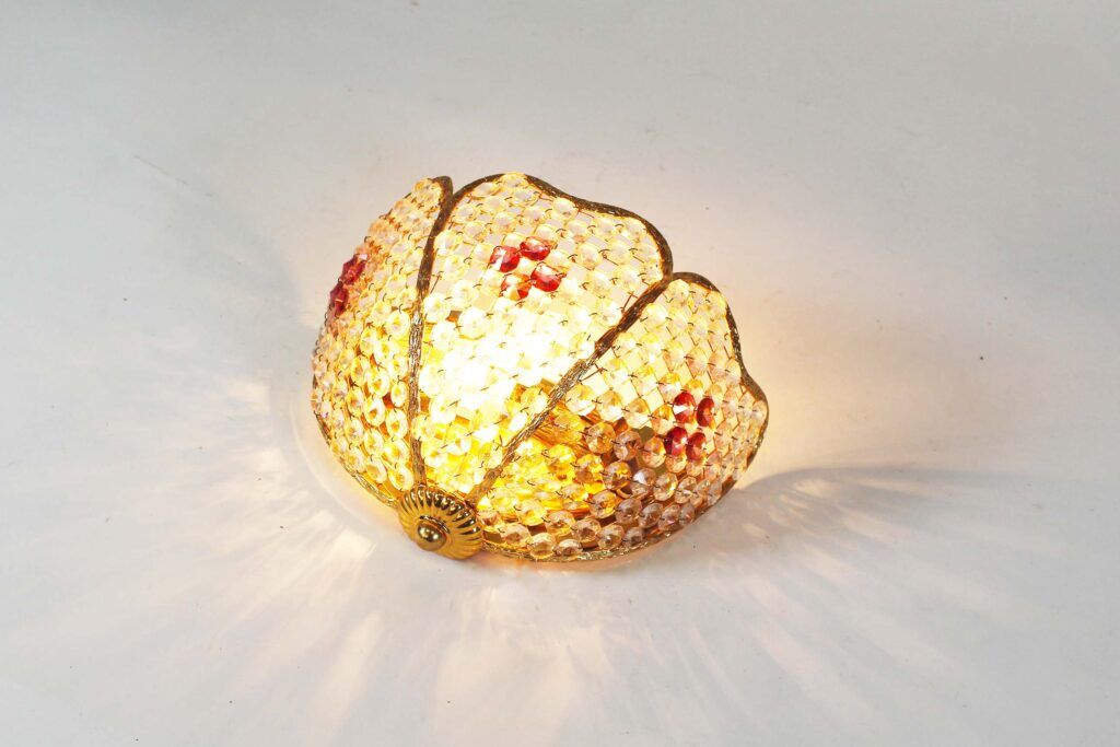 Gilt brass and crystal glass 'basket' wall light by Palwa, Germany 1960s